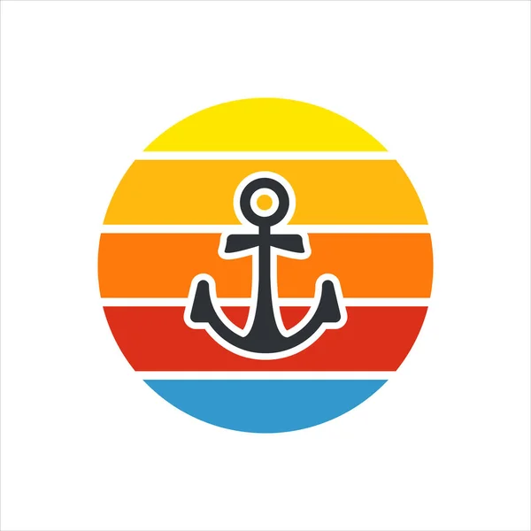 Anchor Sunrise Logo Design Concept — Stock Vector