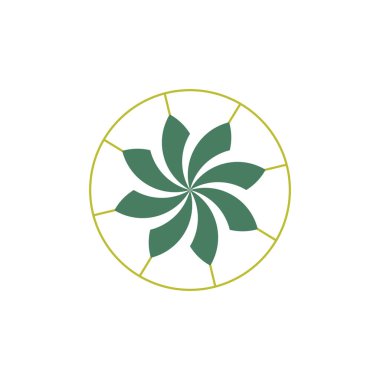 Güzel dairesel soyut desenli çiçek logosu. Logo tasarımı butikler, çiçekçiler, işletmeler için ilham kaynağı. Şirket işareti. Basit çiçek desenli vektör tasarım şablonu