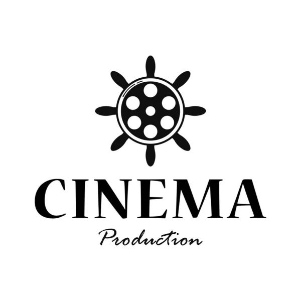 Vintage Navire Vecteur Rétro Volant Film Cinéma Production Design Logo — Photo