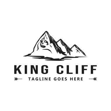 Mountain logo design with the face of a king. king mountain logo concept idea vector template