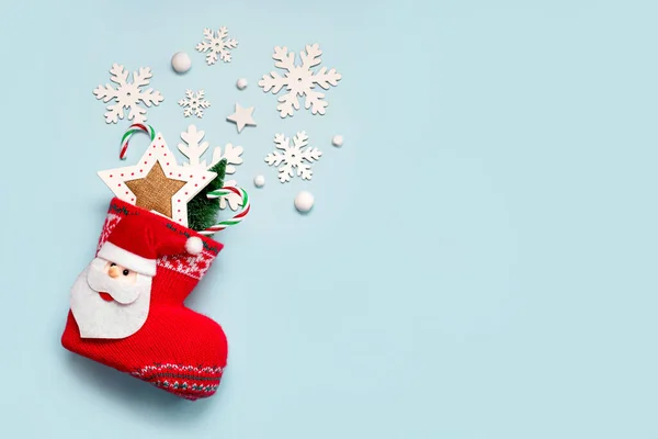 Feliz Navidad Medias Navideñas Con Decoración Navideña Copos Nieve Con — Foto de Stock