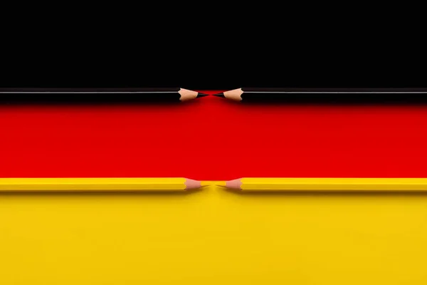 Bandera Alemania Con Lápiz Amarillo Negro Con Espacio Para Copiar —  Fotos de Stock