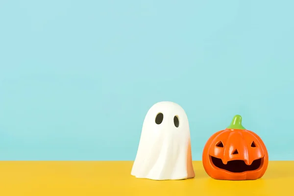Feliz Halloween Fantasma Divertido Halloween Calabaza Halloween Con Espacio Copia — Foto de Stock