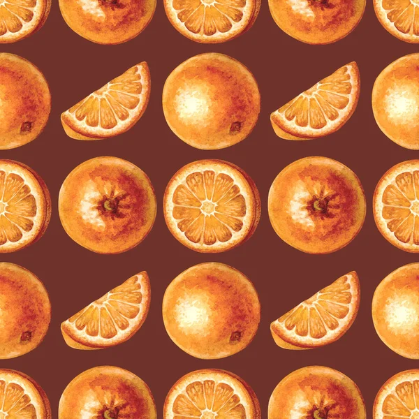Padrão sem costura com laranjas. Coleção de frutos brilhantes de ilustrações desenhadas à mão. — Fotografia de Stock