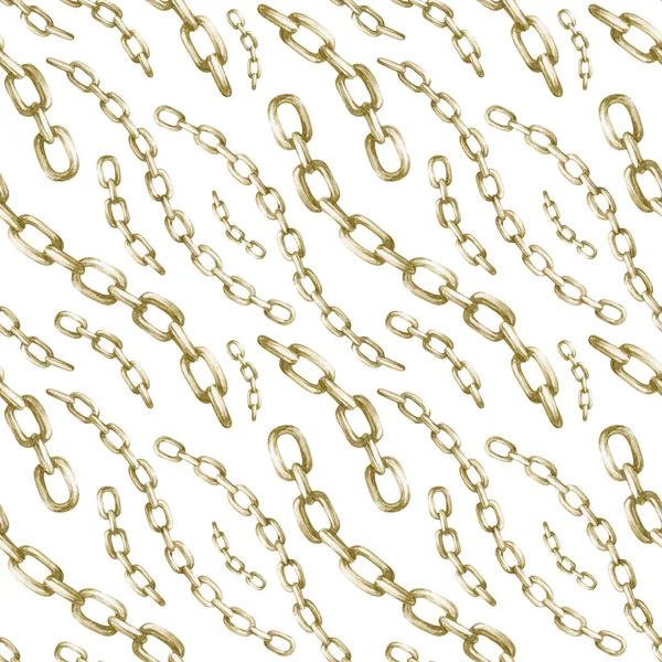 Aquarell Nahtloses Muster Mit Vintage Goldketten Auf Weißem Hintergrund Sammlung — Stockfoto