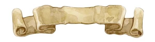 Акварельная Иллюстрация Винтажной Ленты Бумажного Баннера Старой Спиральной Бумаги Скрученного — стоковое фото