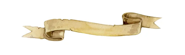 Акварельная Иллюстрация Винтажной Ленты Бумажного Баннера Старой Спиральной Бумаги Скрученного — стоковое фото