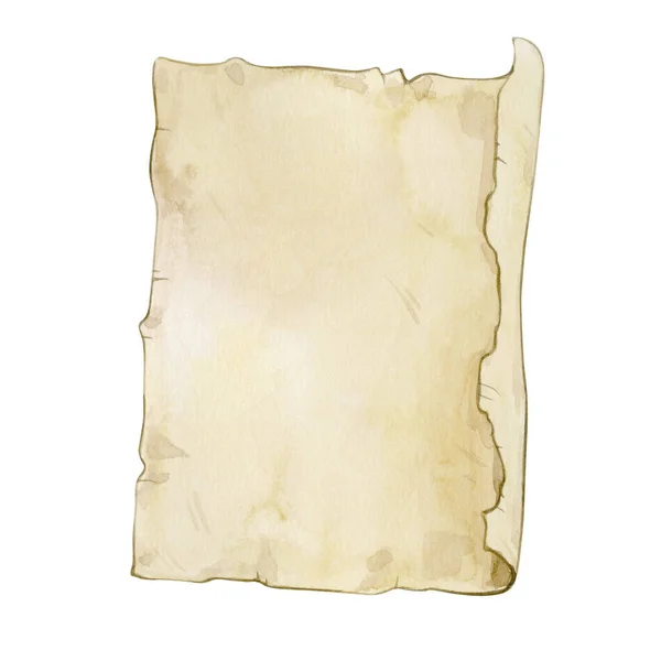 Акварельная Иллюстрация Старого Бумажного Листа Белом Фоне Винтажная Коллекция Ручных — стоковое фото