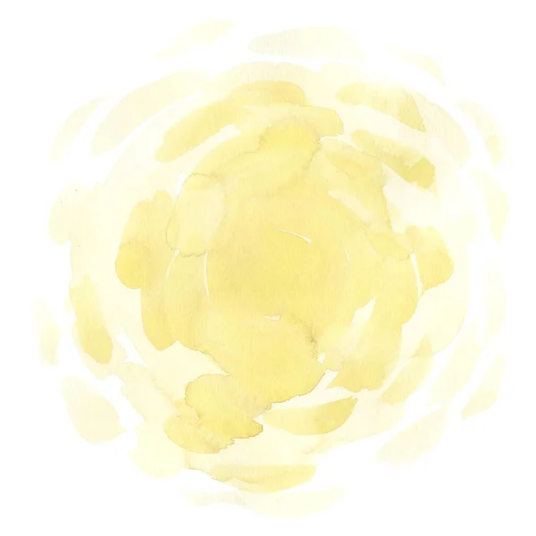 Mancha Aquarela Amarela Morna Bola Luz Brilhante Isolada Fundo Branco — Fotografia de Stock