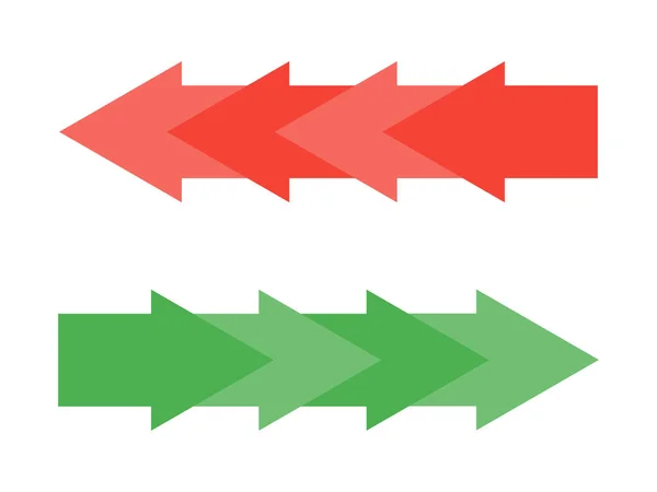 緑色の矢印が前方に抽象ボタン アイコンをセット ベクターイラスト — ストックベクタ