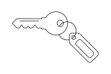 Vektör düz tuş simgesi. Taslak sembol. Basit kapı kilidi kavramı.