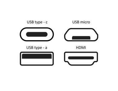 Basit satır izole vektör simgesi port usb 'yi düz olarak ayarla.