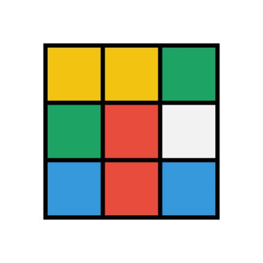 Renkli rubik küplü vektör simgesi. Düz biçimde izole edilmiş basit illüstrasyon.