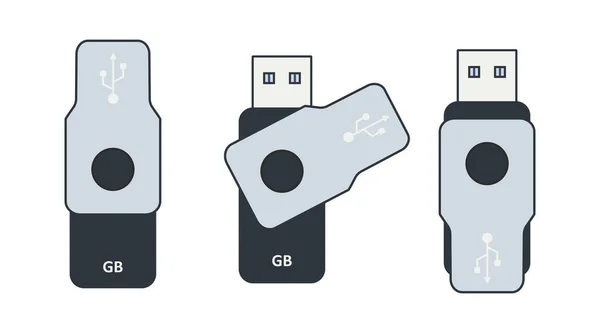 Usb Stick Flachen Stil Auf Weißem Hintergrund Isolierte Vektor Attrappe — Stockvektor