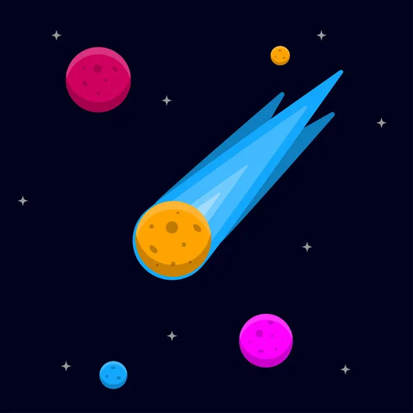Flat Graphic Design Space Background Vector Galaxy Cartoon Illustration — Stock Vector
