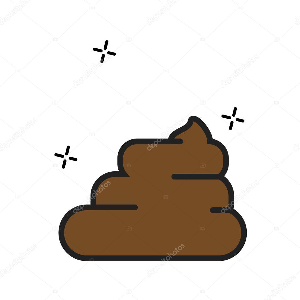 Vector poop isolated simple illustration in flat style. Poo cartoon icon.