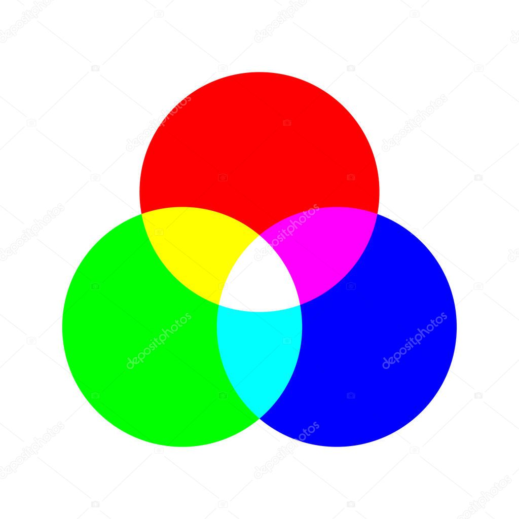 Rgb color concept illustration. Pie chart icon in flat style