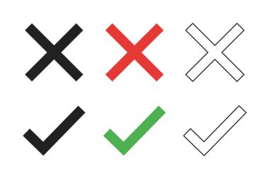 Tasarımınız için çapraz iz vektör simgesini kontrol edin. Düz stil ile kene izole kavram.