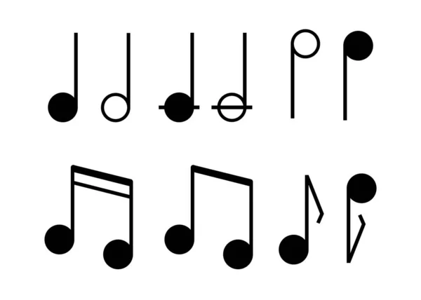 Las Notas Musicales Establecen Icono Estilo Línea Concepto Melodía Aislada — Vector de stock