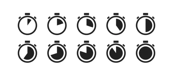 Icona Del Cronometro Impostata Timer Secondo Vettore Isolato Concetto Illustrazione — Vettoriale Stock