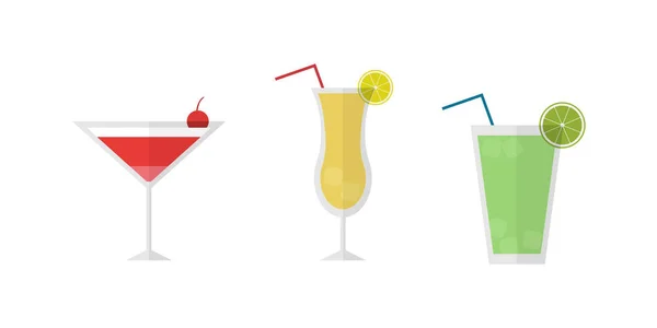 Illustration Cocktail Bar Fête Concept Boisson Dans Style Vectoriel Plat — Image vectorielle