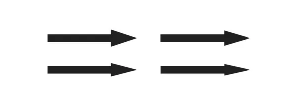 Длинная Черная Стрелка Простой Изолированный Набор Значков Векторном Плоском Стиле — стоковый вектор