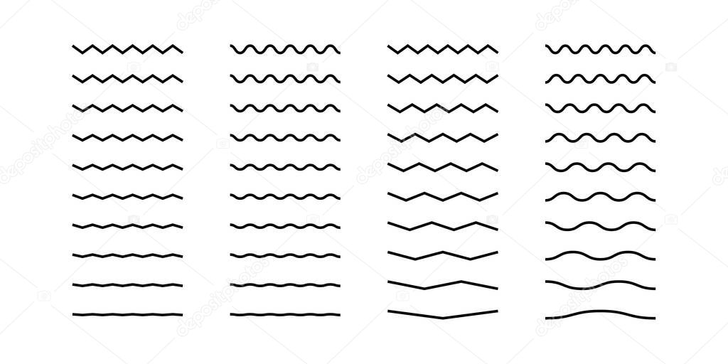 Line element icon set for design. Curve wavy isolated concept simple illustration.