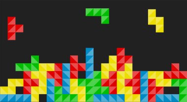 Tethris bulmaca oyunu basit arkaplan. Vektör düz biçimli oyun oynat.