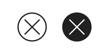 Kapalı düğme işareti. Çapraz simge kümesi, vektör düz biçimli x web sembol çember kavramı.