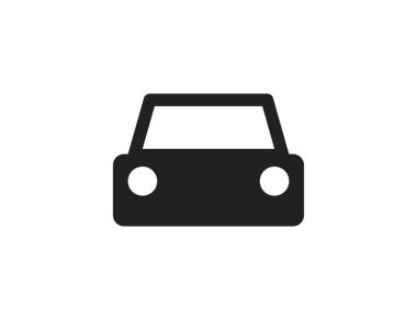 Araba ikonu. Otomatik siyah sembol. Siluet otomobil ön işaret kavramı vektör düz stili.