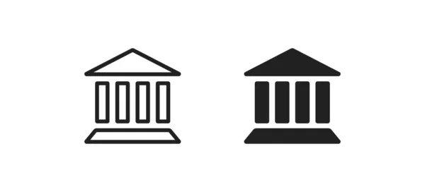 Conjunto Iconos Del Banco Finanzas Concepto Logo Dinero Museo Ilustración — Vector de stock