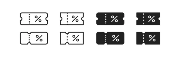 Coupon Symbol Gesetzt Rabattsymbol Illustration Zum Ticketverkauf Kostenloses Konzept Vektorflachen — Stockvektor