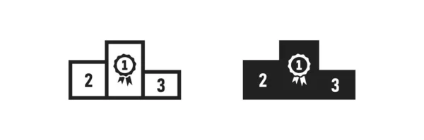 表彰台のアイコンを設定してください 優勝者のサイン プラットフォームのシンボルを獲得 ベクトルフラットスタイルの賞の概念 — ストックベクタ
