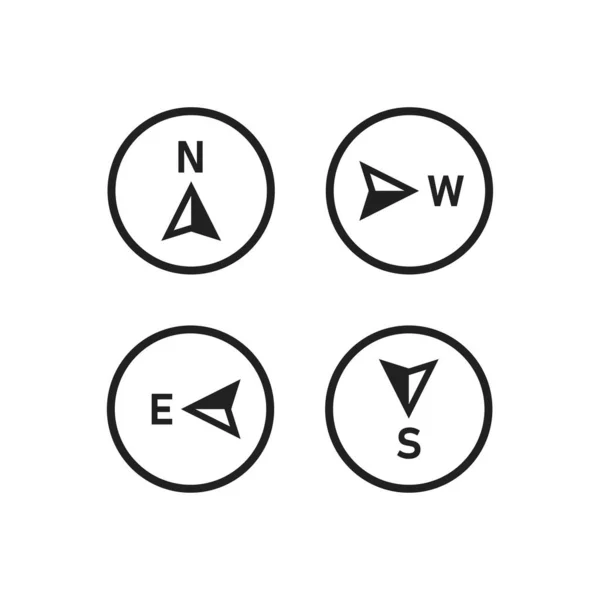 Icono Brújula Norte Oeste Sur Este Signo Flecha Del Mapa — Vector de stock