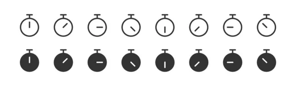 Stoppur Klocka Ikon Set Tidsfrist Klocka Symbol Minut Och Andra — Stock vektor