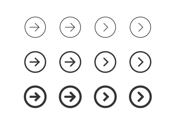 Kreispfeil Nächster Knopf Png Rechtes Liniensymbol Vektorflachen Stil — Stockvektor