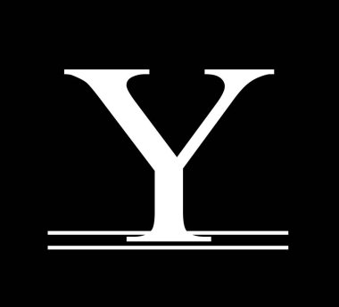 Beyaz renk ve siyah arkaplan üzerine basit logo