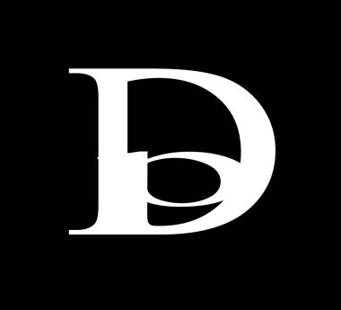 Beyaz renk ve siyah arkaplan üzerine basit logo