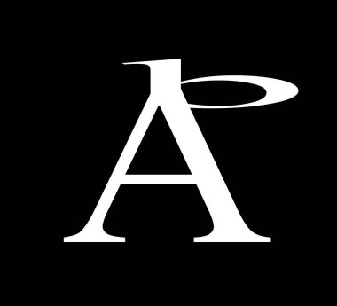 Beyaz renk ve siyah arkaplan üzerine basit logo