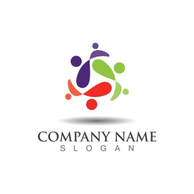 Takım çalışması sendikası logo topluluğu, grup ve insanlar vektör şablonu