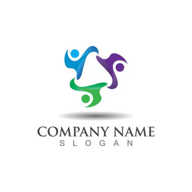 Takım çalışması sendikası logo topluluğu, grup ve insanlar vektör şablonu