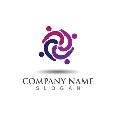 Takım çalışması sendikası logo topluluğu, grup ve insanlar vektör şablonu