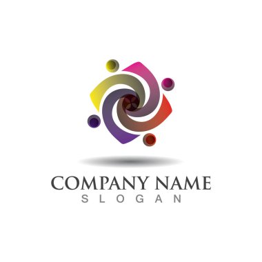 Takım çalışması sendikası logo topluluğu, grup ve insanlar vektör şablonu
