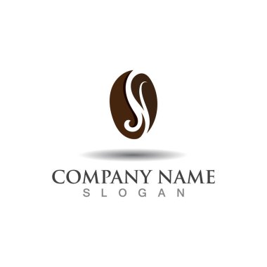 Kahve Fasulyesi logosu şablonu. Yaratıcı vektör tasarım fikri illüstrasyon forumu