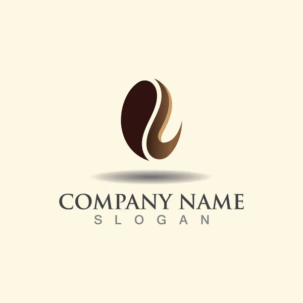 Plantilla Logotipo Coffee Bean Diseño Vectorial Creativo Idea Foro Ilustración — Vector de stock