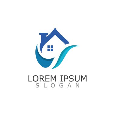 Hijyenik Ev Logosu Tasarımı veya Simge Vektörü İllüstrasyon Şablonu