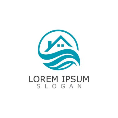 Hijyenik Ev Logosu Tasarımı veya Simge Vektörü İllüstrasyon Şablonu