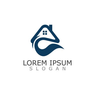 Hijyenik Ev Logosu Tasarımı veya Simge Vektörü İllüstrasyon Şablonu