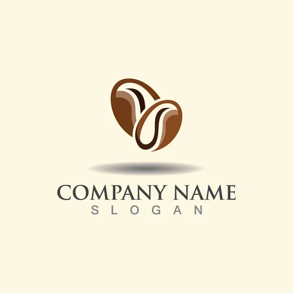 Plantilla Logotipo Coffee Bean Diseño Vectorial Creativo Idea Foro Ilustración — Vector de stock