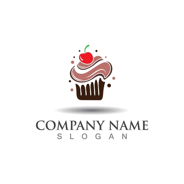 Cupcake Panadería Logo Postre Dulce Plantilla Icono Diseño Panadería — Vector de stock